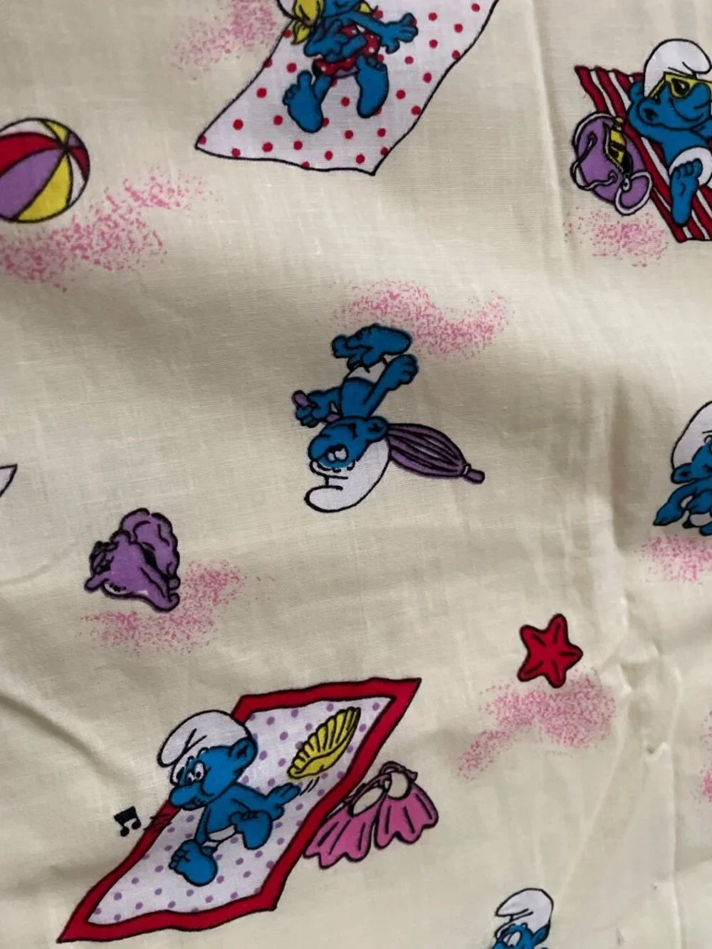 Vintage 1981 Smurfs Curtain Set By Wallace Berrie 45